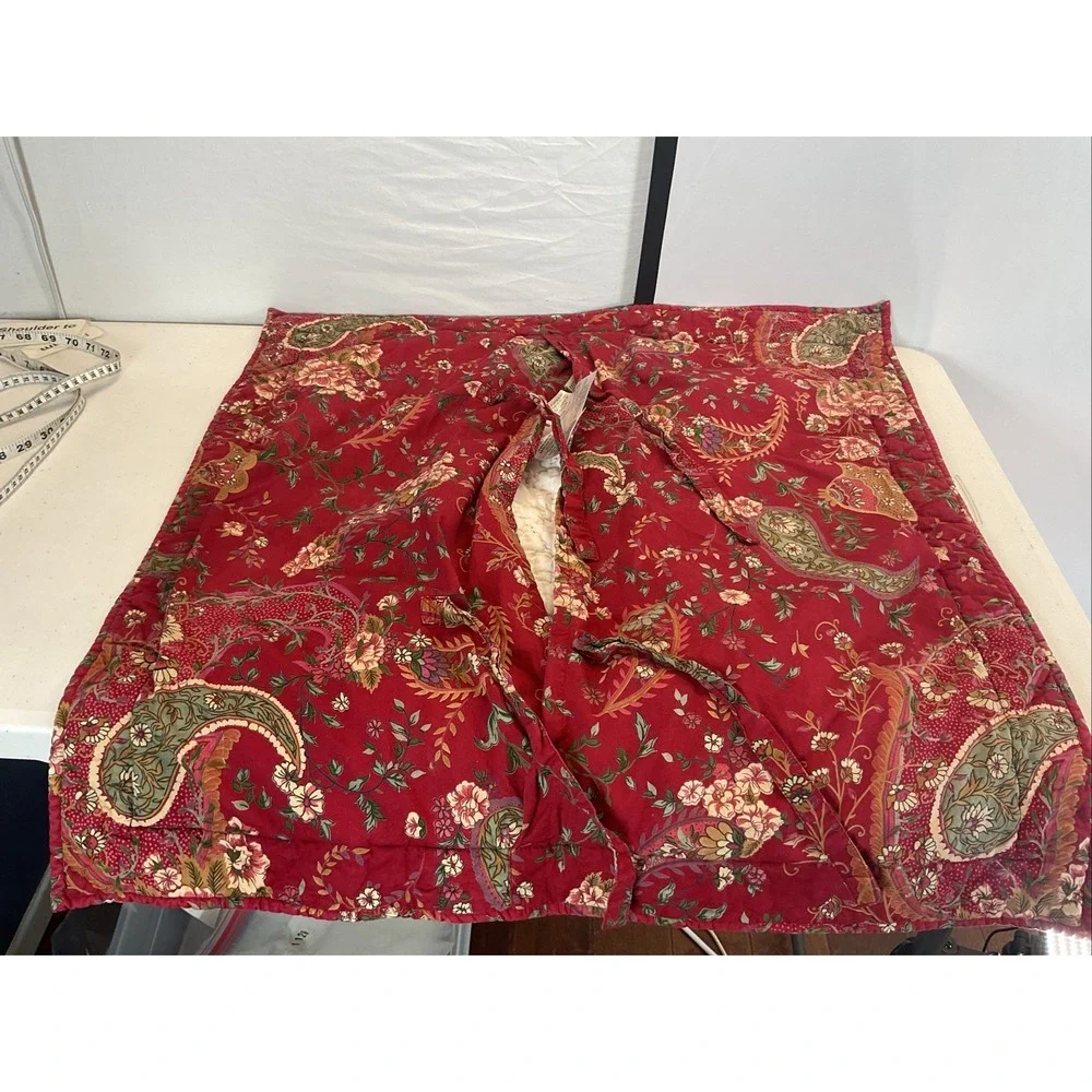 Pottery Barn Anibel Floral Paisley quilted Euro Sham Pillow Cover RED provencial